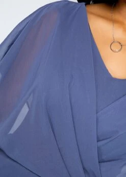 Dusty Blue Short Sleeve V Neck Dress -Modlily Shop 214829 P 15459626698854