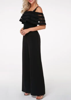 Strappy Cold Shoulder Ruffle Overlay Black Jumpsuit 10 Strappy Cold Shoulder Ruffle Overlay Black Jumpsuit -Modlily Shop 217793 P 1572916718865