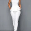 V Neck Peplum Sleeveless White Jumpsuit -Modlily Shop 219284 P 16503499211880
