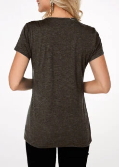 Button Up Pleated Short Sleeve T Shirt 8 Button Up Pleated Short Sleeve T Shirt -Modlily Shop 220294 P 15914124823241