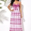 Printed Ladder Cutout Back Spaghetti Strap Maxi Dress -Modlily Shop 242365 P 15916143577870