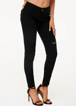 Shredded Black High Waist Skinny Jeans 9 Shredded Black High Waist Skinny Jeans -Modlily Shop 243092 P 15912652977973