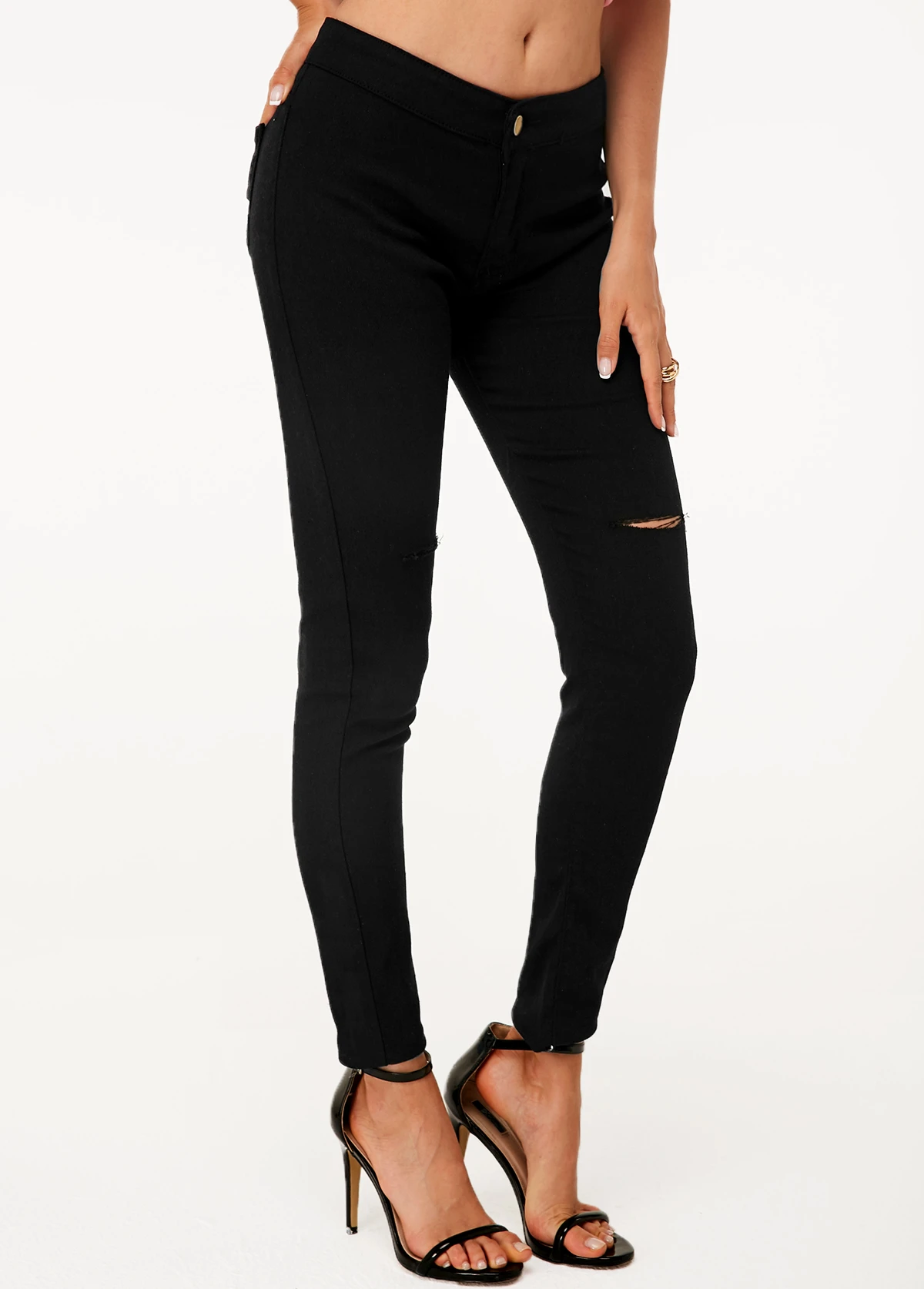 Shredded Black High Waist Skinny Jeans 6 Shredded Black High Waist Skinny Jeans - Image 4