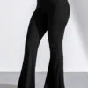 High Waist Black Elastic Flare Pants -Modlily Shop 245207 P 15935083773740