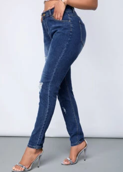 Shredded Acid Washed Slant Pocket Jeans -Modlily Shop 246761 P 15956635655563