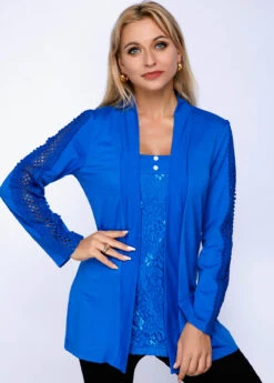 Lace Panel Long Sleeve Faux Two Piece T Shirt -Modlily Shop 247580 P 15965299007383