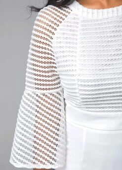 Mesh Panel Flare Sleeve Round Neck Mermaid Dress -Modlily Shop 250282 P 15983402643845