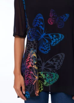 Half Sleeve Butterfly Print Round Neck T Shirt -Modlily Shop 270326 P 16212158002424