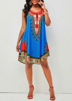 Tribal Print Round Neck Wide Strap Dress 10 Tribal Print Round Neck Wide Strap Dress -Modlily Shop 271335 P 16403361919513