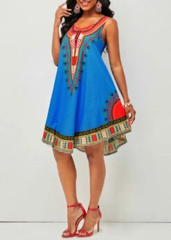 Tribal Print Round Neck Wide Strap Dress 11 Tribal Print Round Neck Wide Strap Dress -Modlily Shop 271335 P 16403361919854