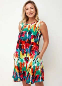 Round Neck Printed Multi Color A Line Dress 14 Round Neck Printed Multi Color A Line Dress -Modlily Shop 273119 P 16238238501119