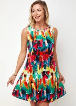Round Neck Printed Multi Color A Line Dress 21 Round Neck Printed Multi Color A Line Dress -Modlily Shop 273119 P 16238238506437