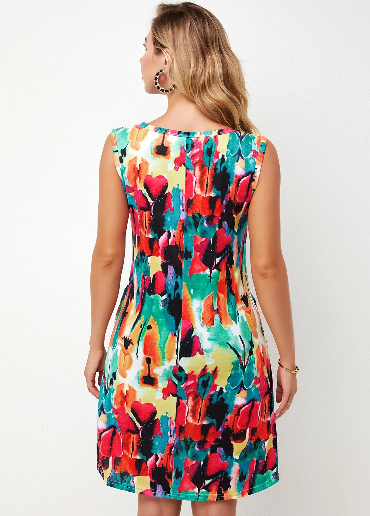 Round Neck Printed Multi Color A Line Dress 7 Round Neck Printed Multi Color A Line Dress - Image 5