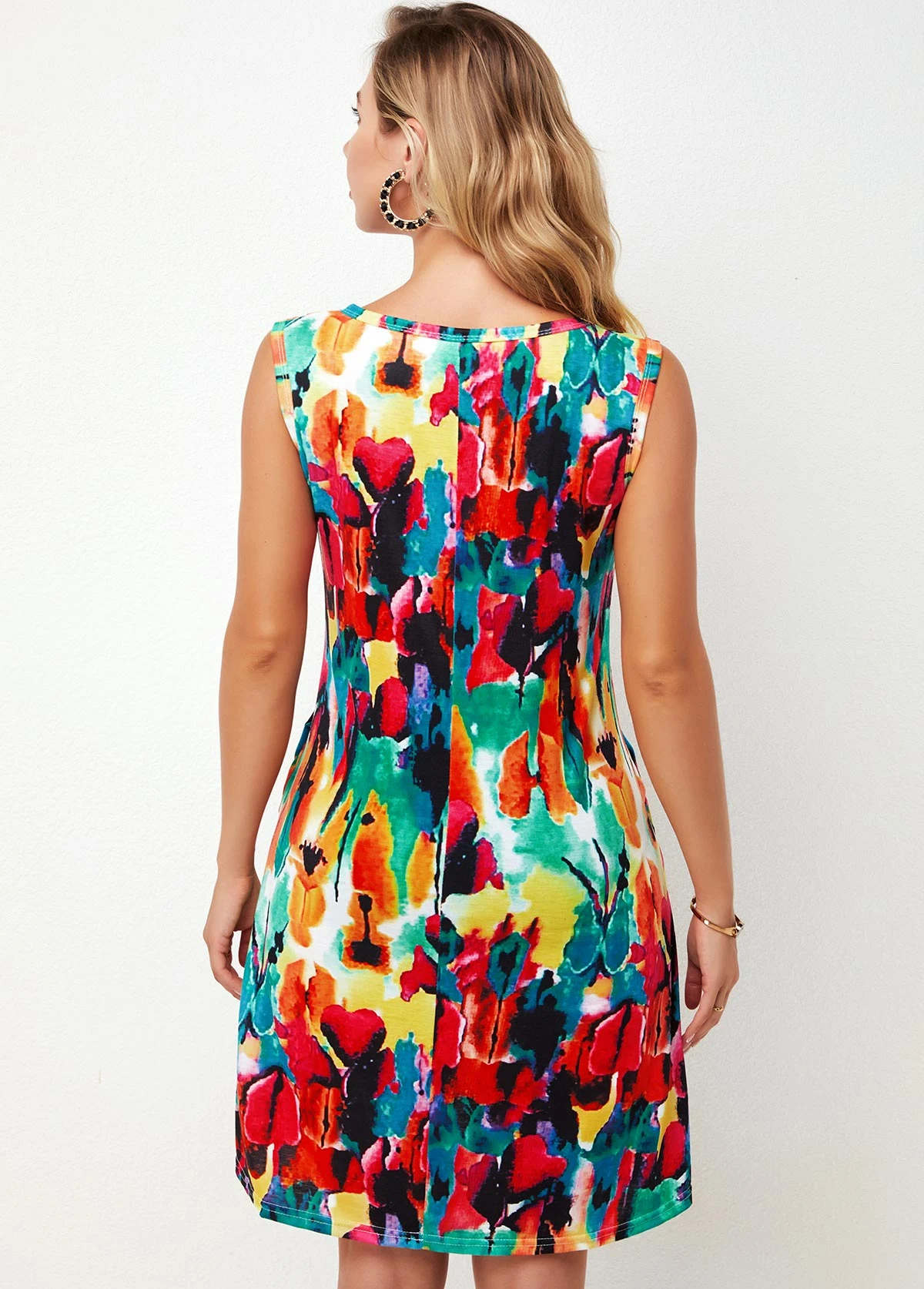 Round Neck Printed Multi Color A Line Dress 4 Round Neck Printed Multi Color A Line Dress - Image 2