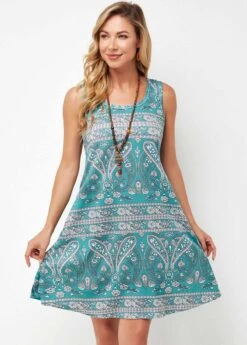 Wide Strap Tribal Print A Line Dress -Modlily Shop 273123 P 16237190475182