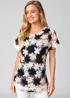 Lace V Neck Short Sleeve T Shirt -Modlily Shop 273203 P 16246204580873