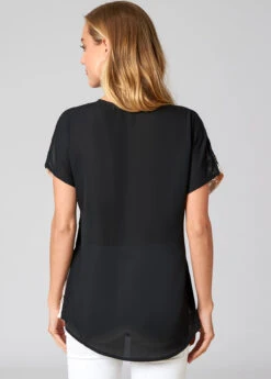 Lace V Neck Short Sleeve T Shirt -Modlily Shop 273203 P 16246204583832