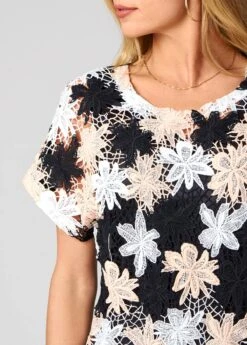 Lace V Neck Short Sleeve T Shirt -Modlily Shop 273203 P 16246204587885