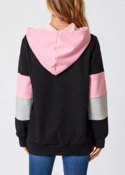 Contrast Long Sleeve Drawstring Detail Hoodie -Modlily Shop 273636 P 16285121757142