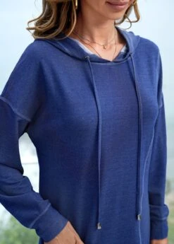 Solid Long Sleeve Pocket Drawstring Detail Hoodie -Modlily Shop 275174 P 16279896689034
