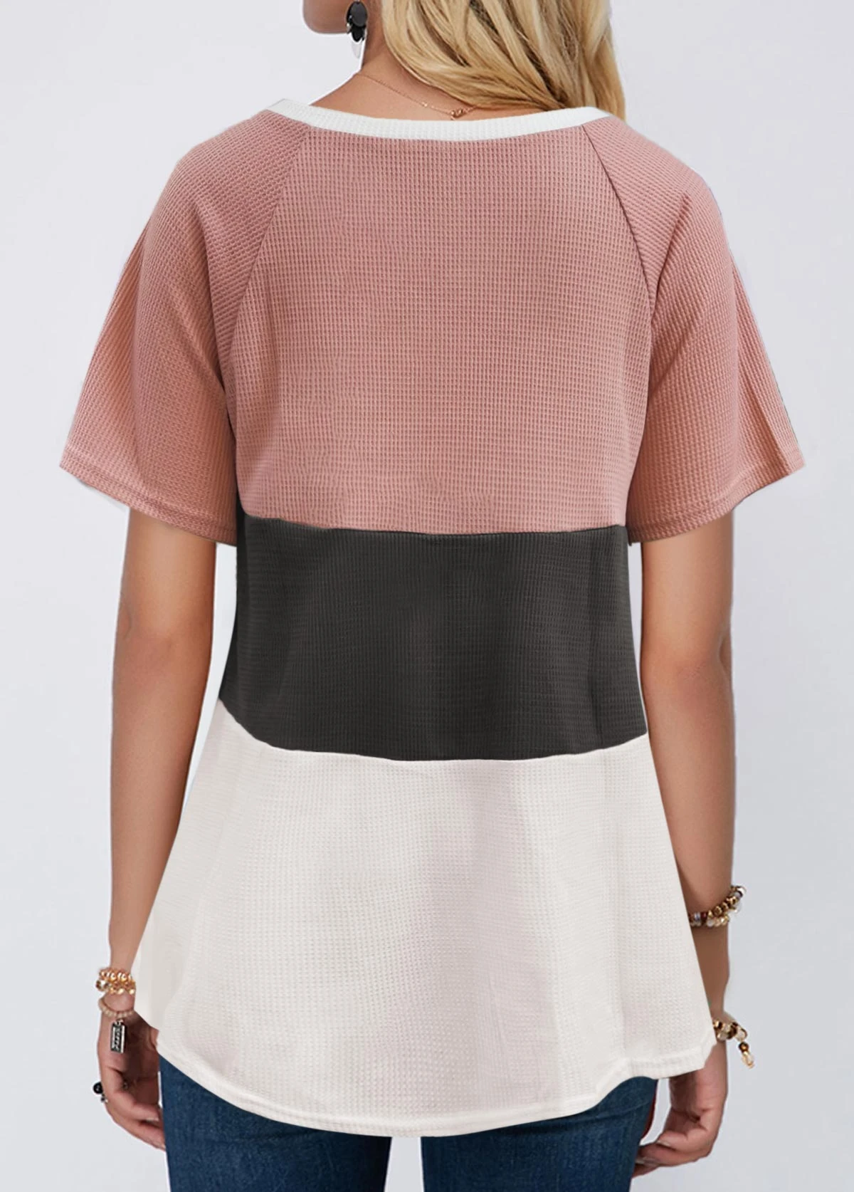 Contrast V Neck Short Sleeve T Shirt 4 Contrast V Neck Short Sleeve T Shirt - Image 2