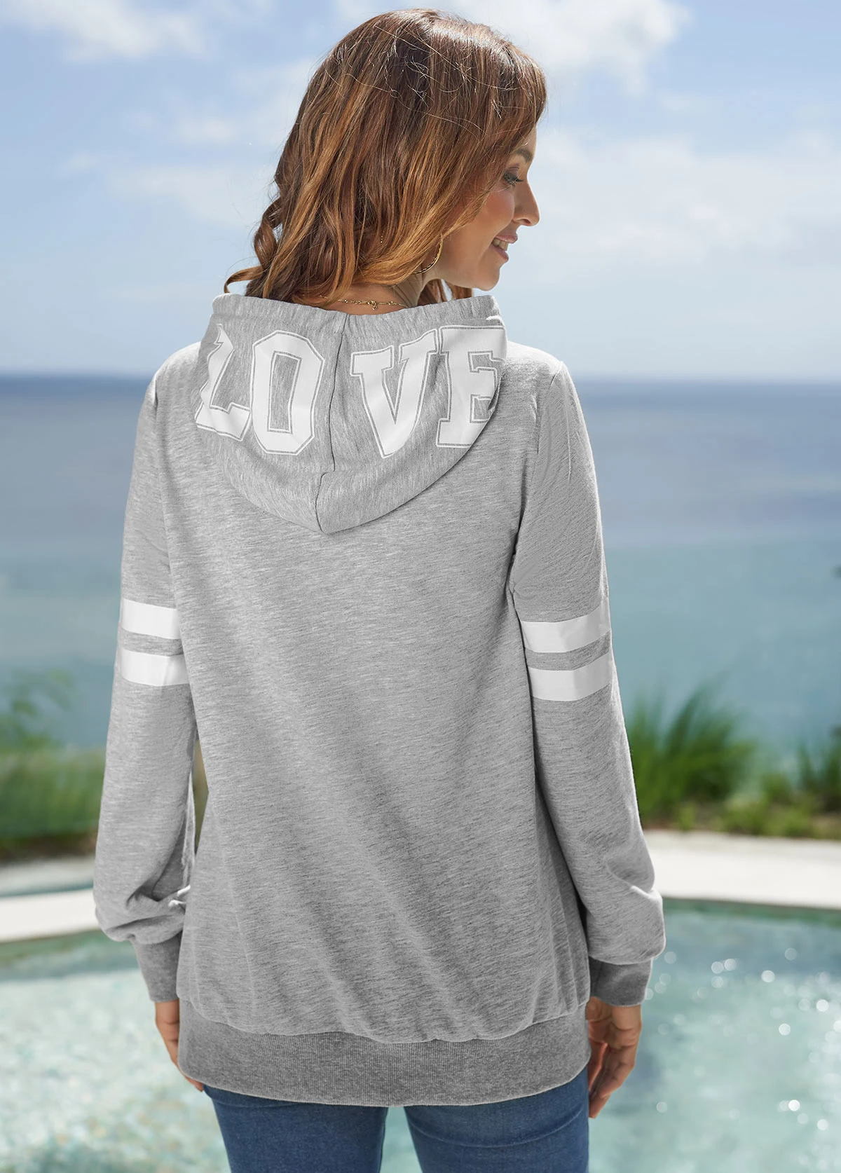 Long Sleeve Striped Letter Print Hoodie 4 Long Sleeve Striped Letter Print Hoodie - Image 2