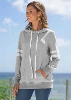 Long Sleeve Striped Letter Print Hoodie 9 Long Sleeve Striped Letter Print Hoodie -Modlily Shop 276263 P 16279863925502