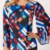 Geometric Print Long Sleeve Round Neck T Shirt -Modlily Shop 276309 P 16282276461330