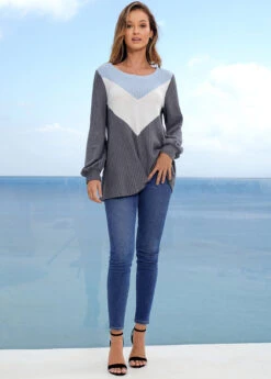 Long Sleeve Round Neck Color Block Sweatshirt 13 Long Sleeve Round Neck Color Block Sweatshirt -Modlily Shop 276586 P 16279862617115