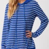 Long Sleeve Striped Drawstring Detail Hoodie -Modlily Shop 276591 P 16285109107790
