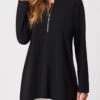 Black Asymmetric Hem Zipper Long Sleeve T Shirt 1 Black Asymmetric Hem Zipper Long Sleeve T Shirt -Modlily Shop 276933 P 16286591298520