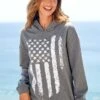 American Flag Print Long Sleeve Grey Hoodie -Modlily Shop 277216 P 16299472080090