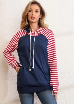 Drawstring Kangaroo Pocket Long Sleeve Hoodie -Modlily Shop 278817 P 16287664973054