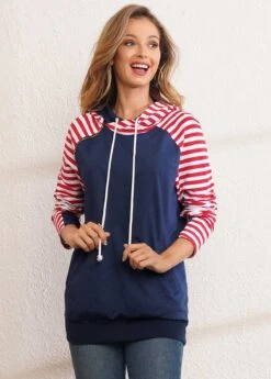 Drawstring Kangaroo Pocket Long Sleeve Hoodie -Modlily Shop 278817 P 16287664974155