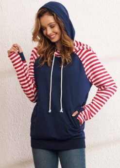 Drawstring Kangaroo Pocket Long Sleeve Hoodie -Modlily Shop 278817 P 16287664976273