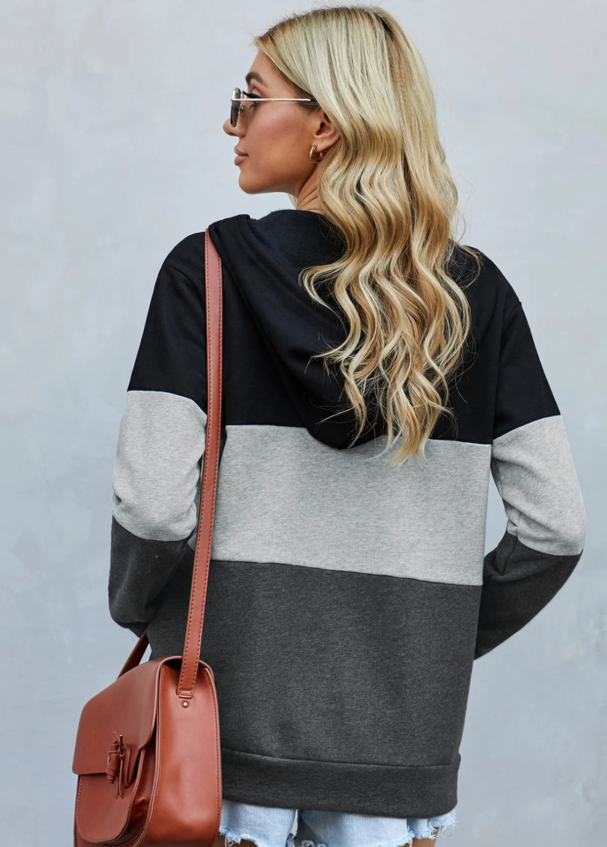 Contrast Drawstring Detail Zipper Closure Hoodie 4 Contrast Drawstring Detail Zipper Closure Hoodie - Image 2