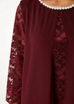 Chiffon Lace Stitching Pearl 3/4 Sleeve Dress 11 Chiffon Lace Stitching Pearl 3/4 Sleeve Dress -Modlily Shop 280561 P 16274754240854