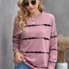 Long Sleeve Striped Round Neck Sweatshirt -Modlily Shop 281569 P 1628244984929