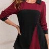 Decorative Button Long Sleeve Contrast T Shirt -Modlily Shop 282819 P 16358304091430