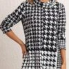 Houndstooth Print Black Cowl Neck Sweatshirt -Modlily Shop 283564 P 16345511113670