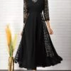 Lace Patchwork Round Neck 3/4 Sleeve Dress -Modlily Shop 284081 P 16306319208710