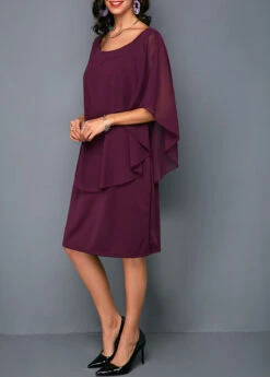 Faux Two Piece Solid 3/4 Sleeve Round Neck Dress 10 Faux Two Piece Solid 3/4 Sleeve Round Neck Dress -Modlily Shop 284132 P 16345325879503