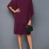 Faux Two Piece Solid 3/4 Sleeve Round Neck Dress -Modlily Shop 284132 P 16345325879960