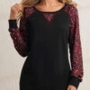 Leopard Black Round Neck Long Sleeve Sweatshirt -Modlily Shop 285414 P 16345495965130