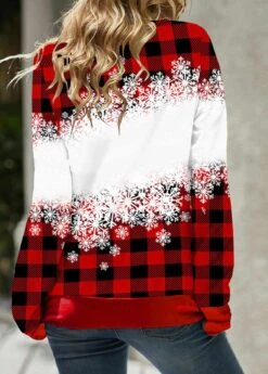 Drawstring Christmas Snowman Print Red Sweatshirt 9 Drawstring Christmas Snowman Print Red Sweatshirt -Modlily Shop 288342 P 1640153966048