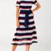 Lace Panel Striped Belted Color Block Dress -Modlily Shop 289840 P 16395610881220