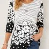 Floral Print Polka Dot Color Block T Shirt 1 Floral Print Polka Dot Color Block T Shirt -Modlily Shop 290841 P 16393877264910