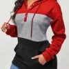 Red Contrast Kangaroo Pocket Drawstring Hoodie -Modlily Shop 290989 P 1636599934044