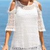 Cold Shoulder Woven Fabric T Shirt And White Tank Top