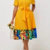 Belted Turndown Collar Yellow Short Sleeve Dress -Modlily Shop 292497 P 16406872958590
